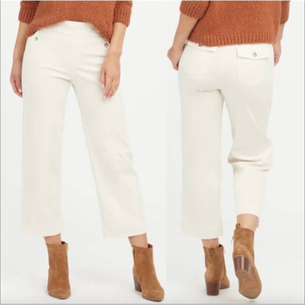 SPANX Stretch Twill Pull-On Cropped Pant Shaping Slimming Work Career S Petite
